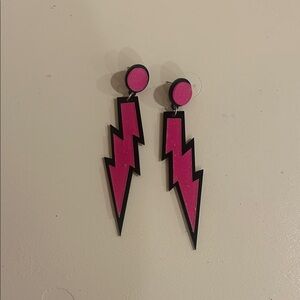 Pink Lightning Bolt Earrings